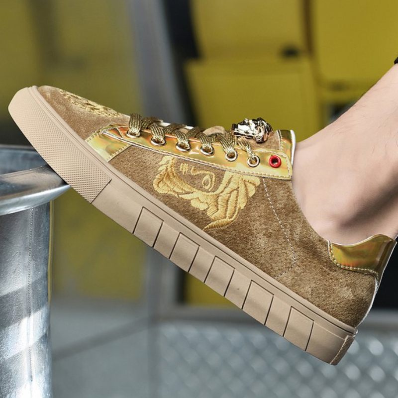 

New Men Casual Formal Shoes Pu Suede Stitching Lace Up Comfortable and Fashionable Hairdresser Suitable for British Style HM241, Sand color