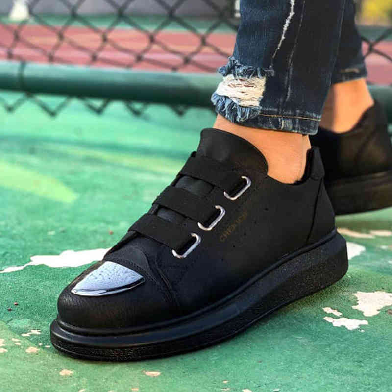 

Dress Shoes Chekich Men's Black Color Elastic Band Closure Artificial Leather Spring and Fall Seasons Slip On Unisex Fashion Sneakers Walking 33RS, 1# shoe box