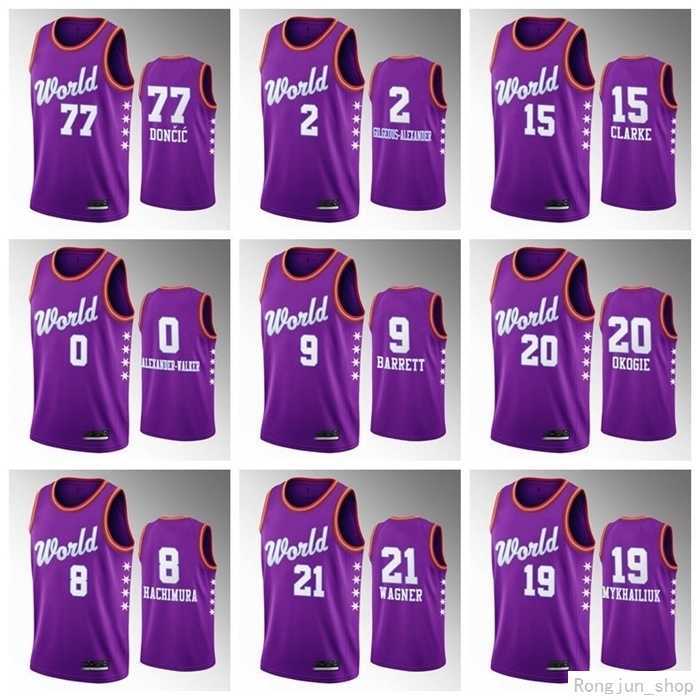 

Men's World Team RJ Barrett Rui Hachimura Luka Doncic Shai Gilgeous-Alexander 2020 Rising Star Jersey, Black;red