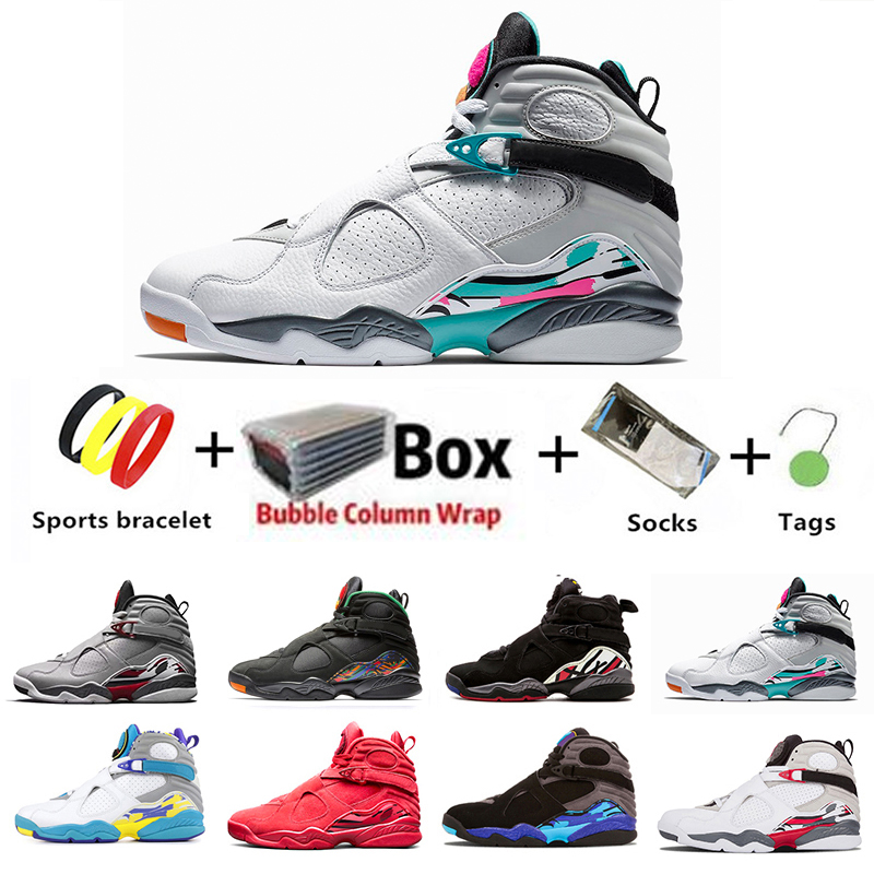 

Classics With Box South Beach Jumpman 8 VIII 8s men Basketball Shoes Multi-Color Reflective Quai 54 Raid Three Peat Aqua Chrome Valentine's Daymens Sports Sneakers, Color#12