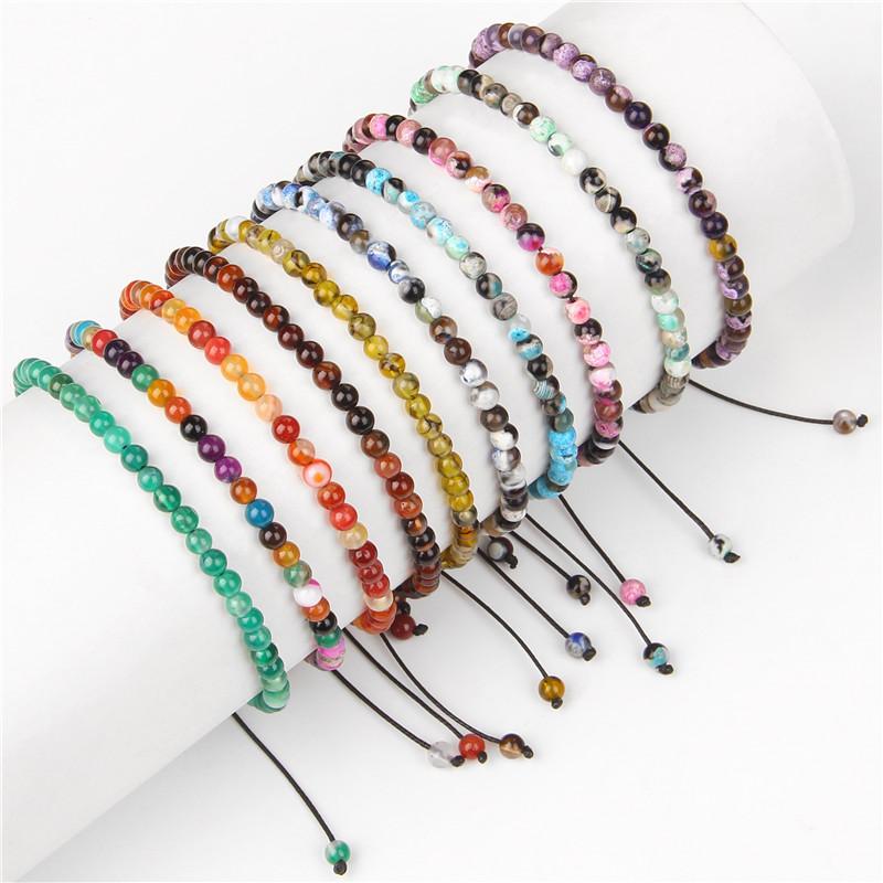 

Beaded, Strands 4mm Fashion High Quality Fire Striped Agates Braided Bracelet For Women Men Agat Jades Stone Bracelet&Bangle Energy Jewelry
