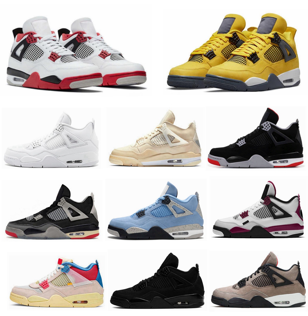 

University Blue Jumpman 4 men basketball shoes 4s Fire Red Black Cat RETRO White Oreo Sail Lighting Red Thunder sneaker women trainer with tag keychain, 49