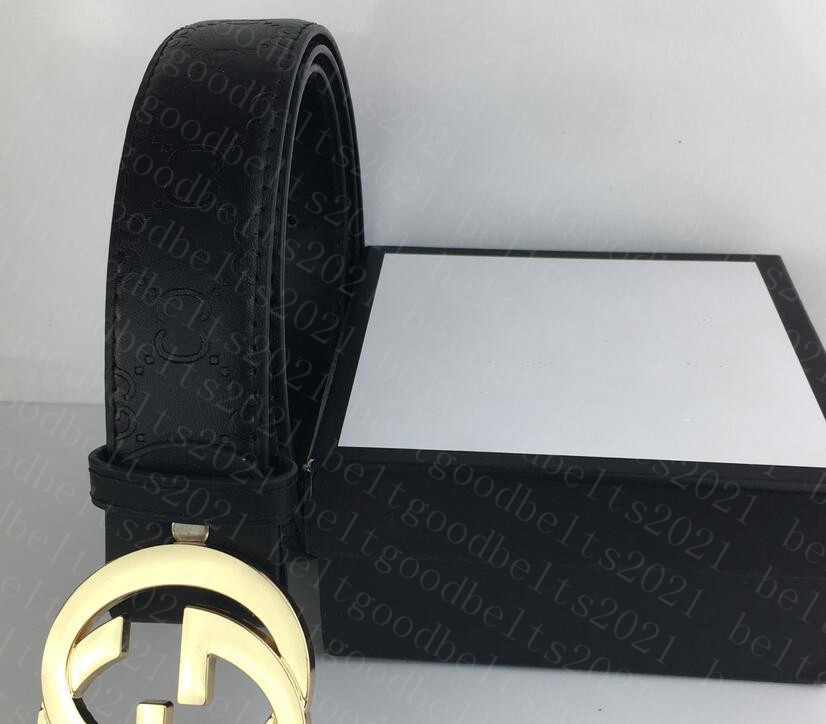 

Luxury Designer Belts genuine leather belt high quality mens Double Letters Big Gold Buckle Men women Classic Casual With Box 3.8CM, Box+belts