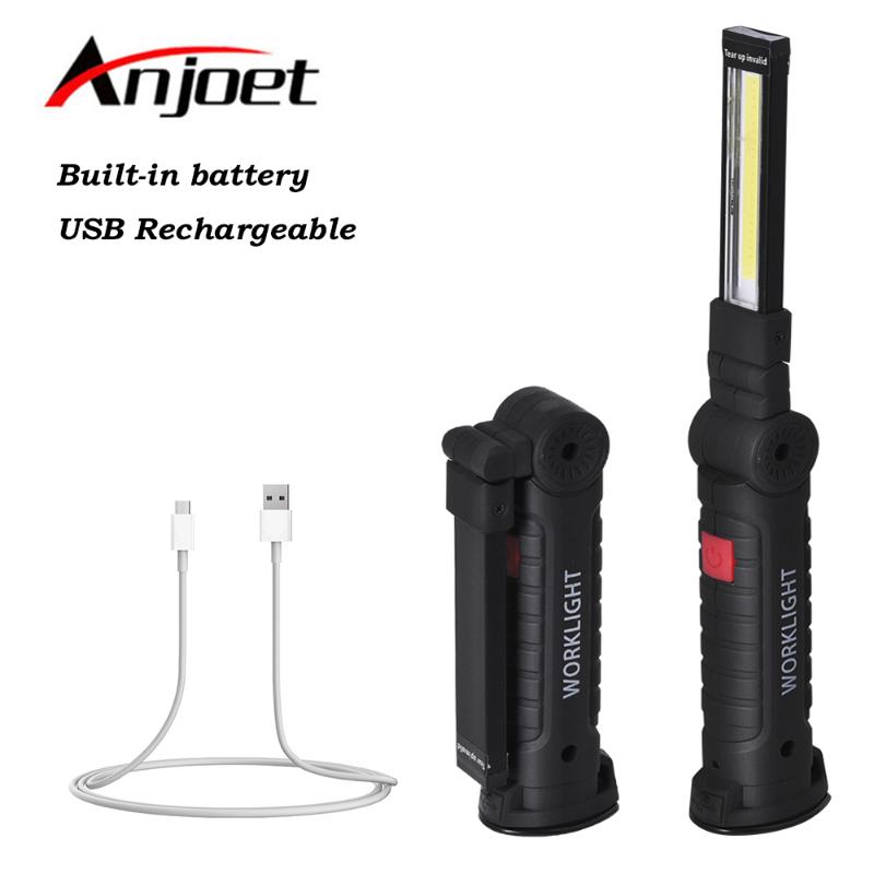 

Portable USB Torch LED Work Light Rechargeable Magnetic COB Hanging Hook Lanterna For Outdoor Camping Car Repair Lamp Flashlights Torches