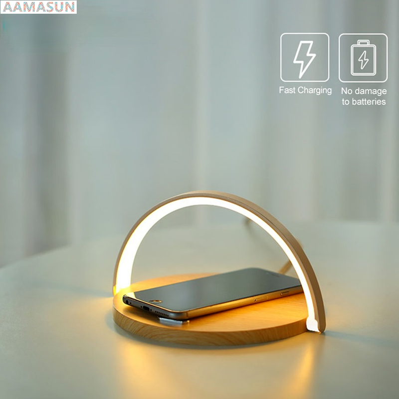 

10W Qi Fast Wireless Charger Table Night Lamp For iPhone X XR XS Mobile Phone Charging Holder Night Light Pad Phone Stand