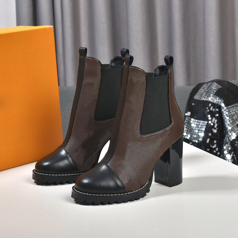 

with Box New Luxury womens designer shoes Leather women designer boots Desert Boot real leathers coarse Winter designers shoes Designer Heels, Color:2