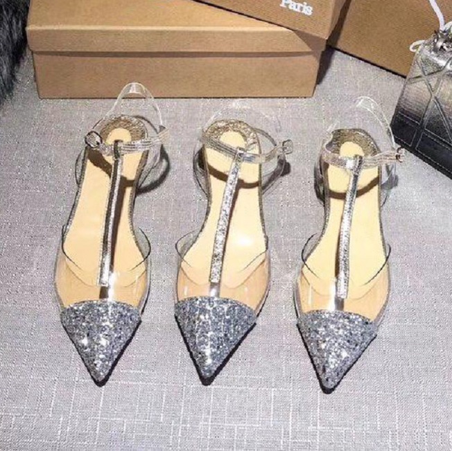 

Red Bottom High heels t strap Clear slingback heels pumps Red White Pointed toe high heels transparent heel women summer shoes