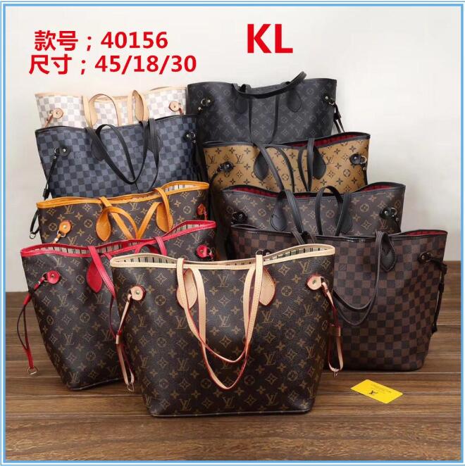 

100% High quality LV LOUIS bag VITTON old flower handbag and wallet for women classic shoulder bag evening purse totes, Red;black