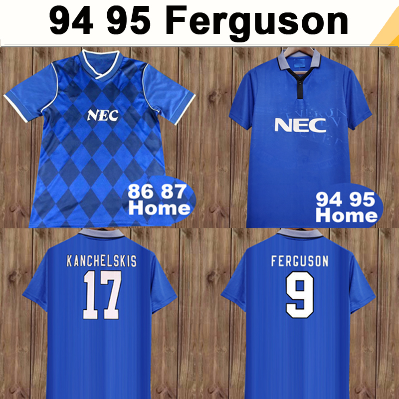 

94 95 KANCHELSKIS Mens RETRO Soccer Jerseys SPEED GASCOIGNE BRANCH FERGUSON COLEMAN SOUTHALL Home Blue Football Shirt 86 87 Short Sleeve, Fg1413 1986 1987 home blue
