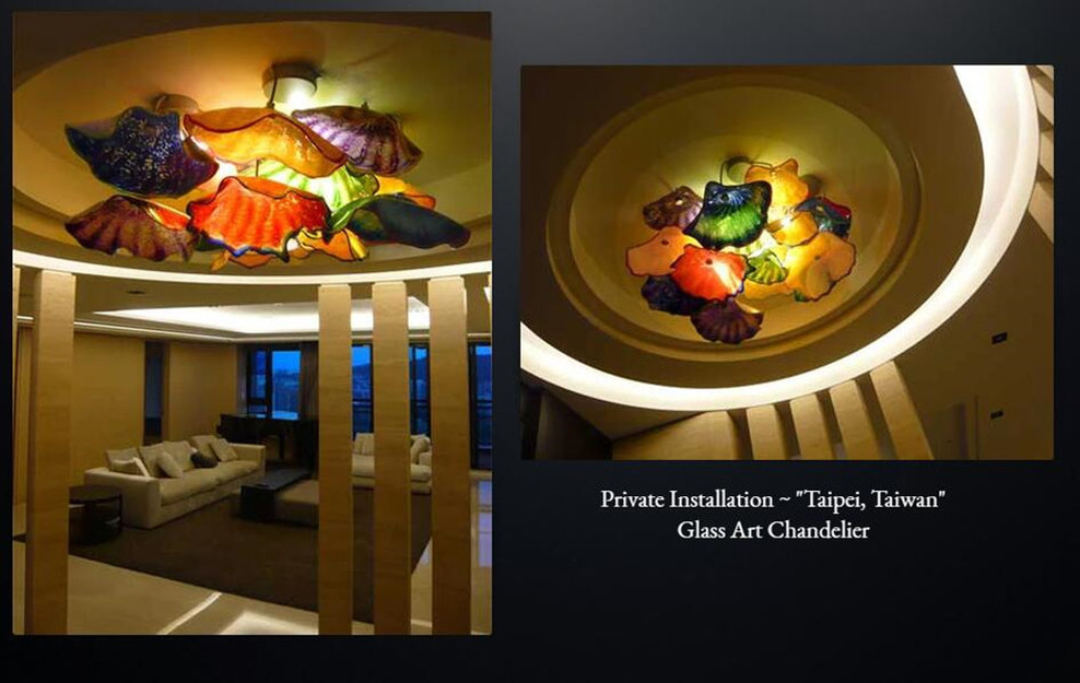 LED Chandelier Plates Lamp European Glass Chandeliers Lighting Customized Colored Pendant Lamps for Hotel Lobby Home Decor-image-696202036