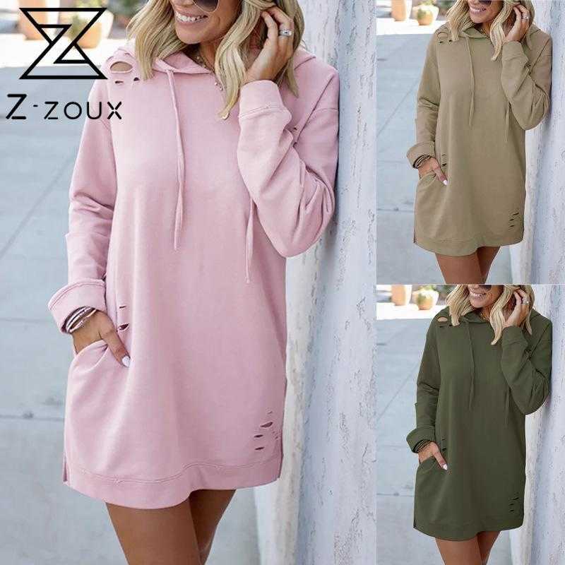 

Women Hoodie Hooded s Sweatshirts Pullove Long Sleeve Hole Coat Loose Casual s Hoodies Autumn Winter 210524, Khaki