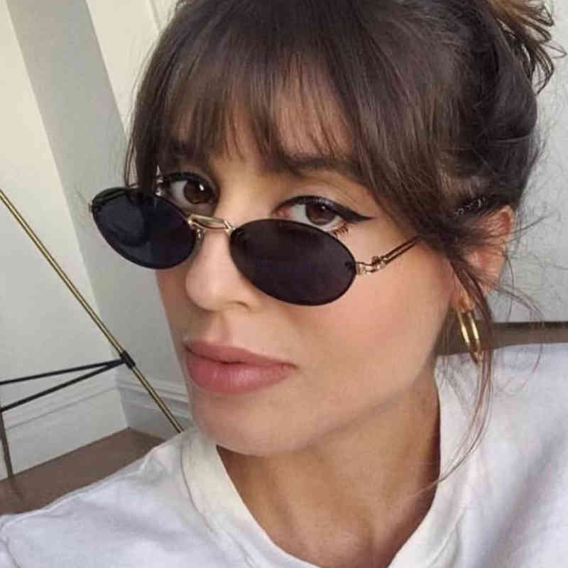 

2021 Fashion Modern Oval Sunglasses Women Brand Designer Vintage Metal Punk Sun Glasses Female Show Shades Oculos Feminino