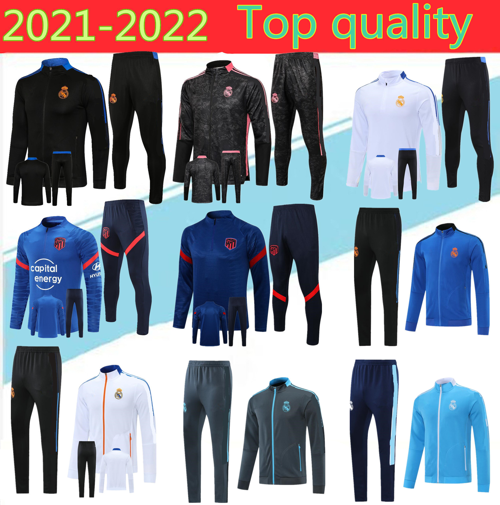 

21/22 Real Madrid black soccer tracksuit jackets Chandal 2021 camiseta de futbol HAZARD BENZEMA MODRIC football jacket training suit, Gold
