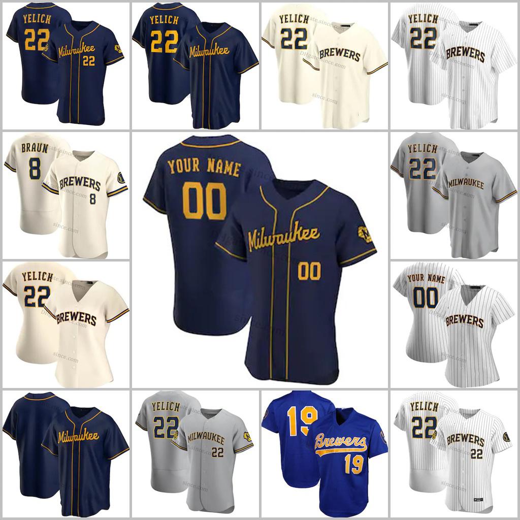 

22 Christian Yelich Brewers Jersey 8 Ryan Braun 53 Brandon Woodruff 12 Justin Smoak 6 Lorenzo Cain Keston Hiura Lorenzo Custom Jerseys, Blue;black