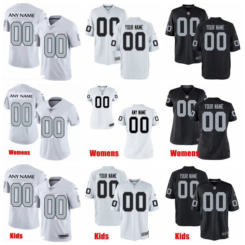 

Custom Oakland Raiders Mens Women Kids Clelin Ferrell Josh Jacobs Johnathan Abram 28 Martin 42 Joseph 25 Conley Football Jersey, Black;red