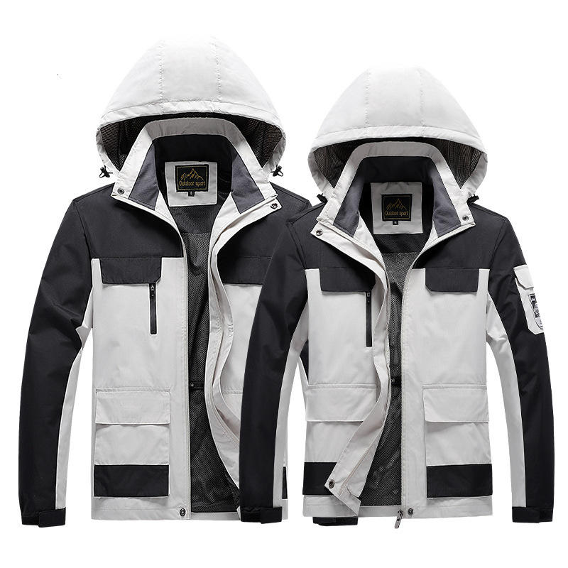 

Thin and increased outdoor waterproof windproof couple's assault jacket men's women's fishing breathable mountaineering, Male ivory