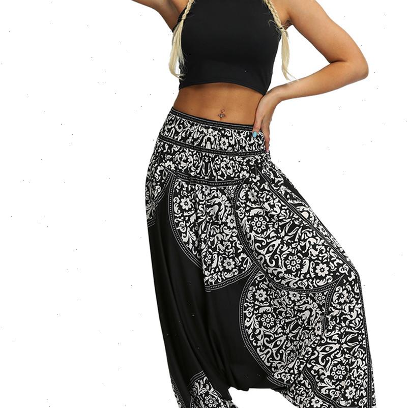 

Women Pant Baggy Pants Boho Gypsy Hippie Comfy Beach Trousers Elastic Waist Print Casual Loose Aladdin Harem 10, Black;white