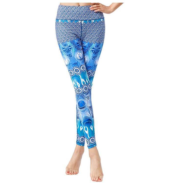 

Meaning&Sasso Women 8%Spandex High Waist Printed Yoga Fitness Legging Scrunches Exercise Pants Running Workout Trousers, White;red