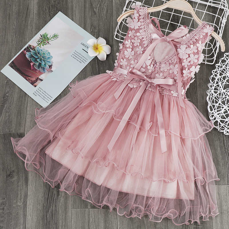 

Girls Summer Dresses Sleevess Ruffle Floral TUTU Dress Kids Baby Princess Birthday Gift Dot Tulle Costume Q0716, 21