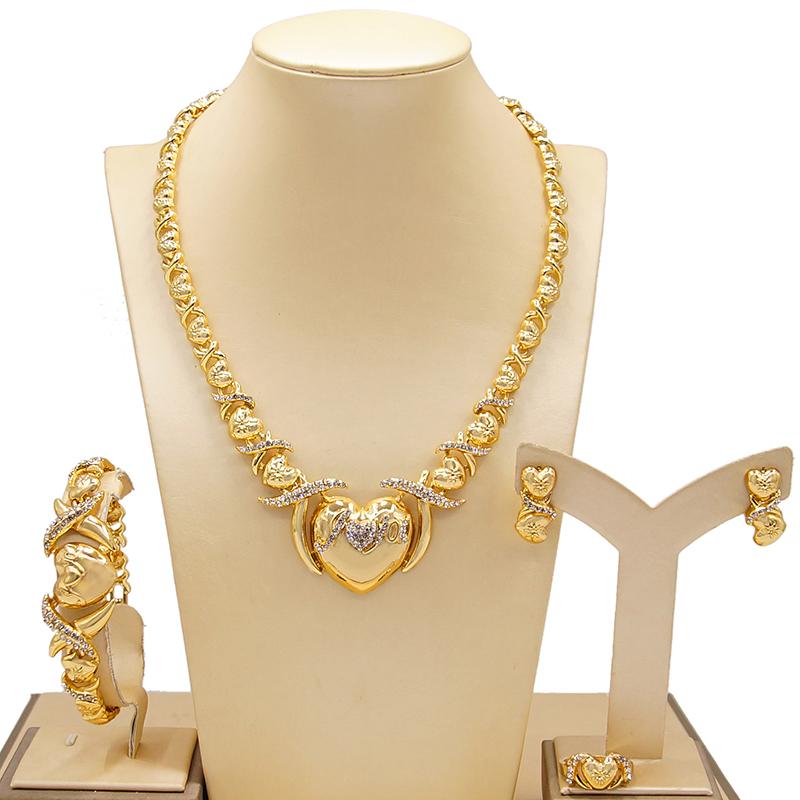 

Earrings & Necklace Arrival African Moroccan 18k Gold Plated Luxury Bridal Accessories Color Bracelet Earring Ring Jewelry Sets, Silver