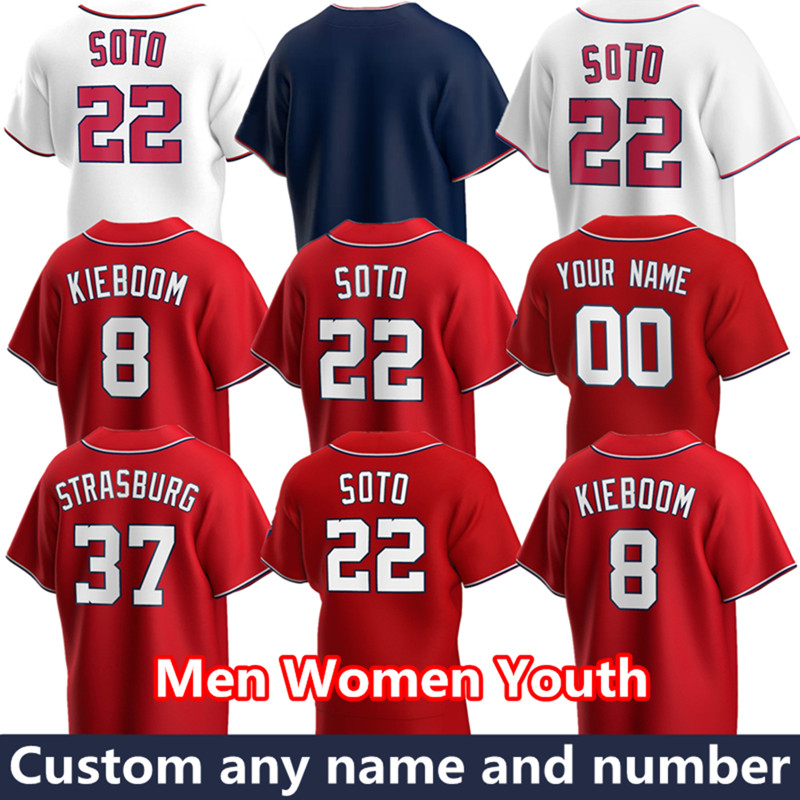 

2022 Nationals Jersey 22 Juan Soto 46 Patrick Corbin 37 Stephen Strasburg Washington 19 Josh Bell Carter Kieboom Baseball Player Jerseys Cus, Blue;black