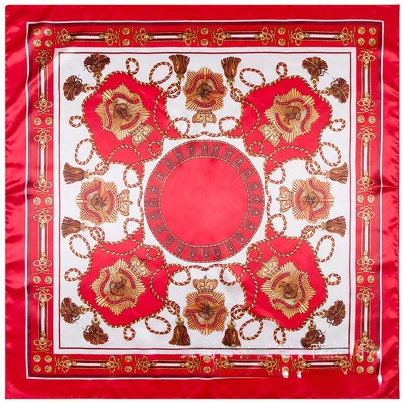 

Scarves 2021 Silk Scarf Tassel Pattern Print Luxury Bandana Fashion Square Head Kerchief Beach Pareo 90*90cm Neck For Ladies