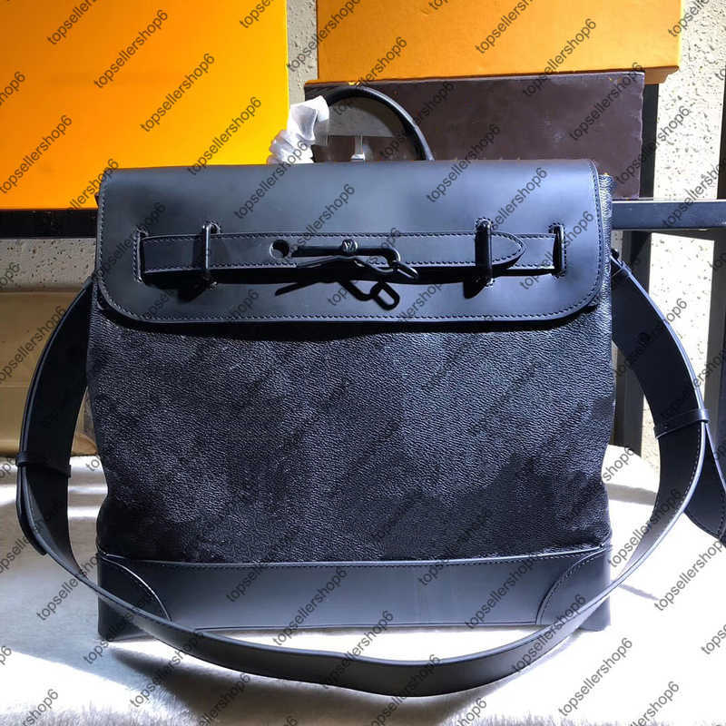 

M44731 STEAMER Men purse handbag Messanger Canvas embossed letter flower print Shoulder bag briefcase portfolio attache, M55701 steamer pm letter flower emboss