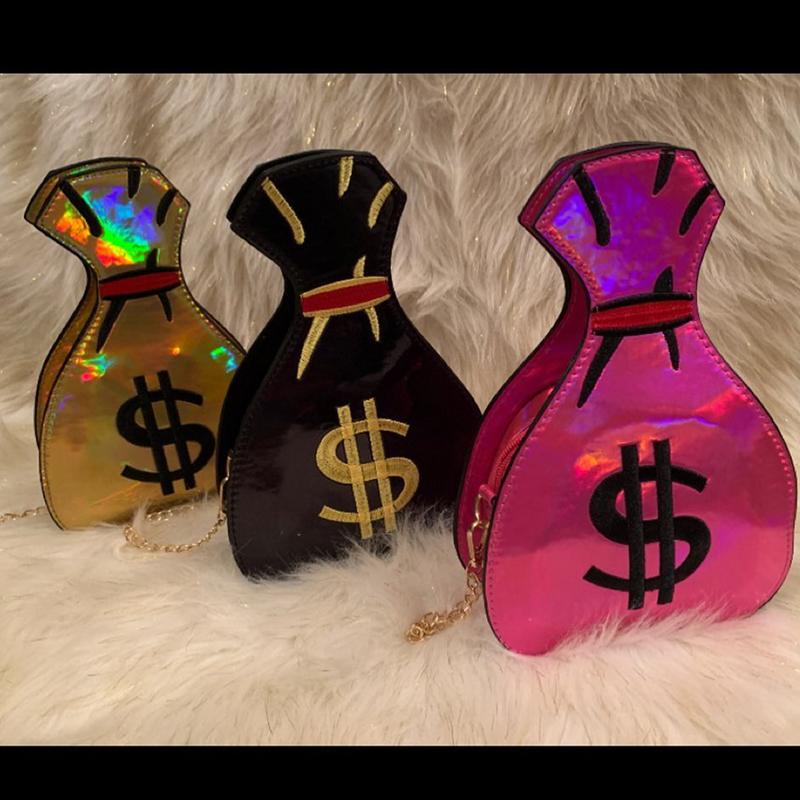 

Fashion 3D Dollar Laser DesignHandbags Women Bags Designer Handbag Clutch Crossbody Girls Shoulder Messenger Waist
