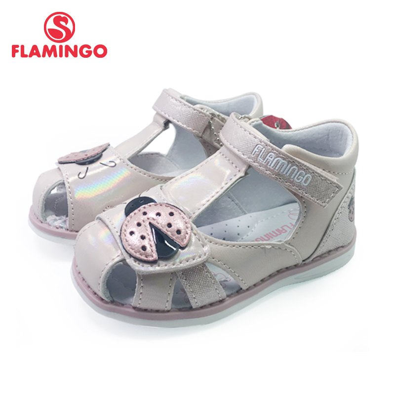 

FLAMINGO 2021 Kids Sandals Hook& Loop Flat Arched Design Chlid Casual Princess Shoes Size 21-26 For Girls 201S-HL-1745, 201s-hl-1720