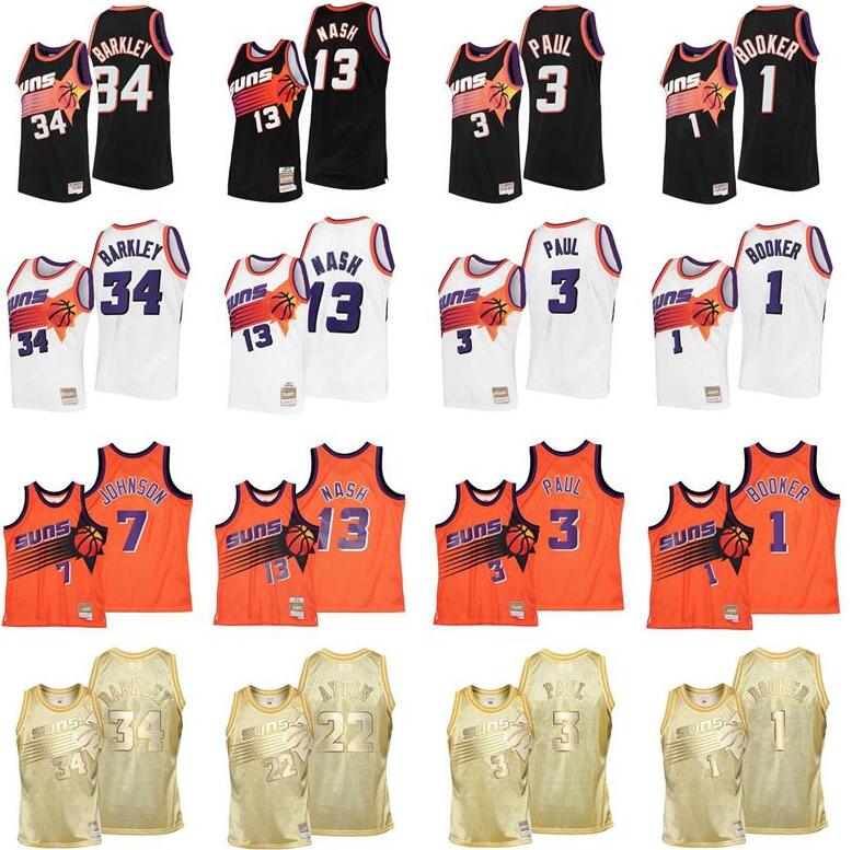 

stitched Basketball Jerseys 1 Booker 22 Ayton 3 Paul 13 Nash 34 Barkley 31 Marion 32 Kidd Mitchell & Ness 1992-2021 Hardwoods Classics retro and city jersey, Style 4