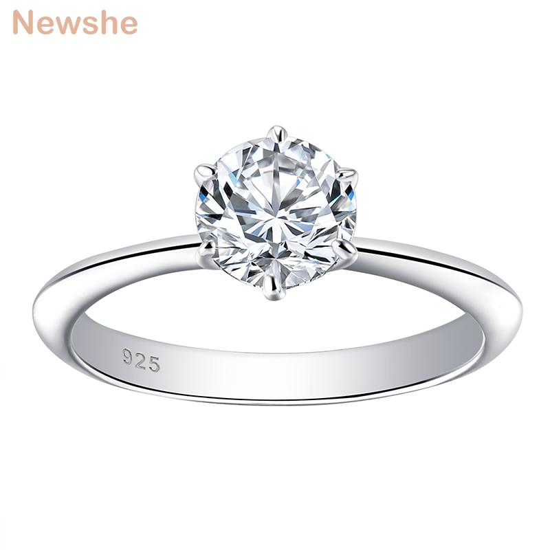 

Cluster Rings She 925 Sterling Silver Wedding Engagement Ring For Women Solitaire Moissanite 1.0ct Round Cut D Color VVS1 Classic Jewelry, Golden;silver