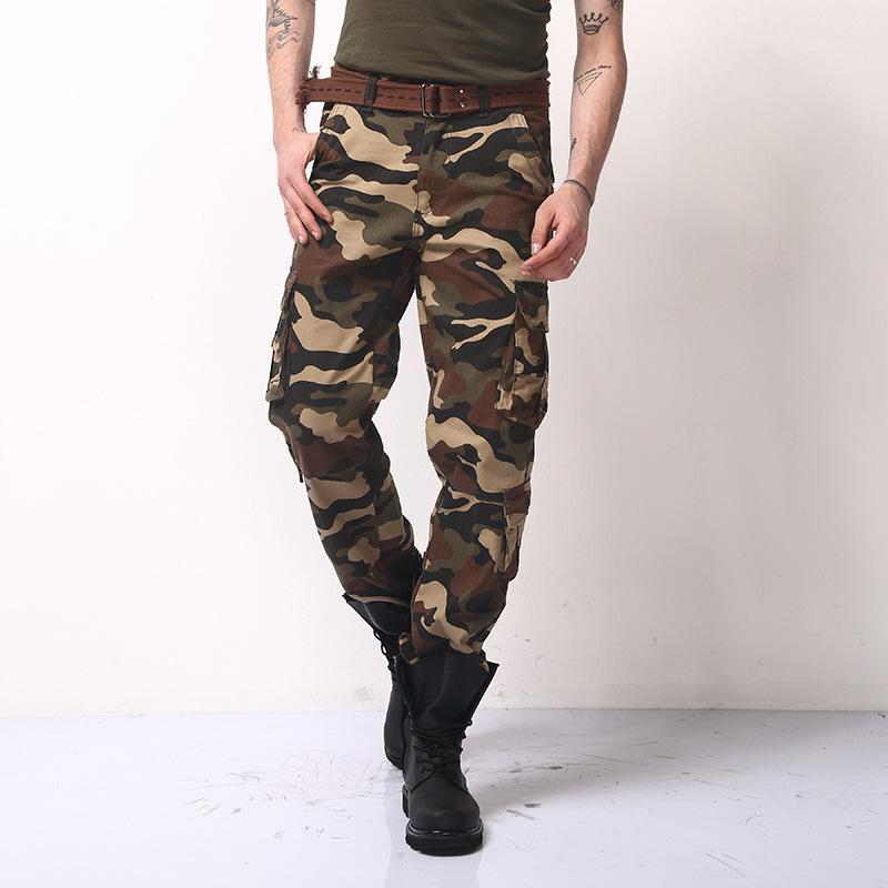

Men's Fashion Camouflage Trousers Loose Straight Leg Multi-pocket Overalls Outdoor Casual Pants, Sky blue