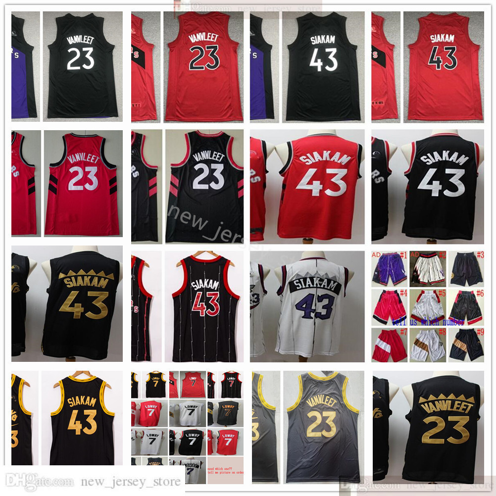 

2021 2022 Purple Black Basketball 43 Pascal 23 Fred Siakam Jerseys VanVleet Jerseys Sitiched City Kyle 7 Lowry Black White Red Shorts, Black;red