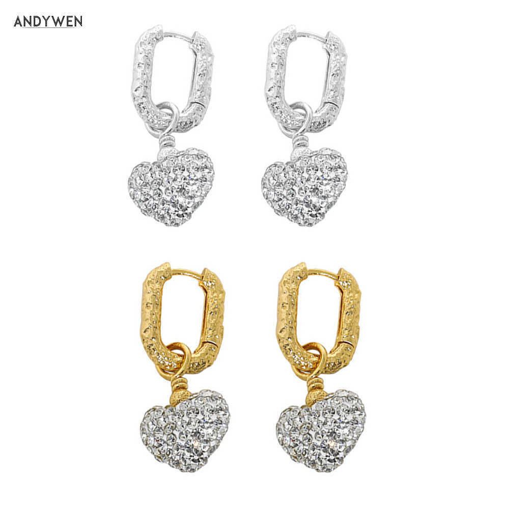 

ANDYWEN 925 Sterling Silver Classic Big Heart Women Luxury Drop Earring Pendiente Piercing Fashion Jewelry Clips Gift 210608