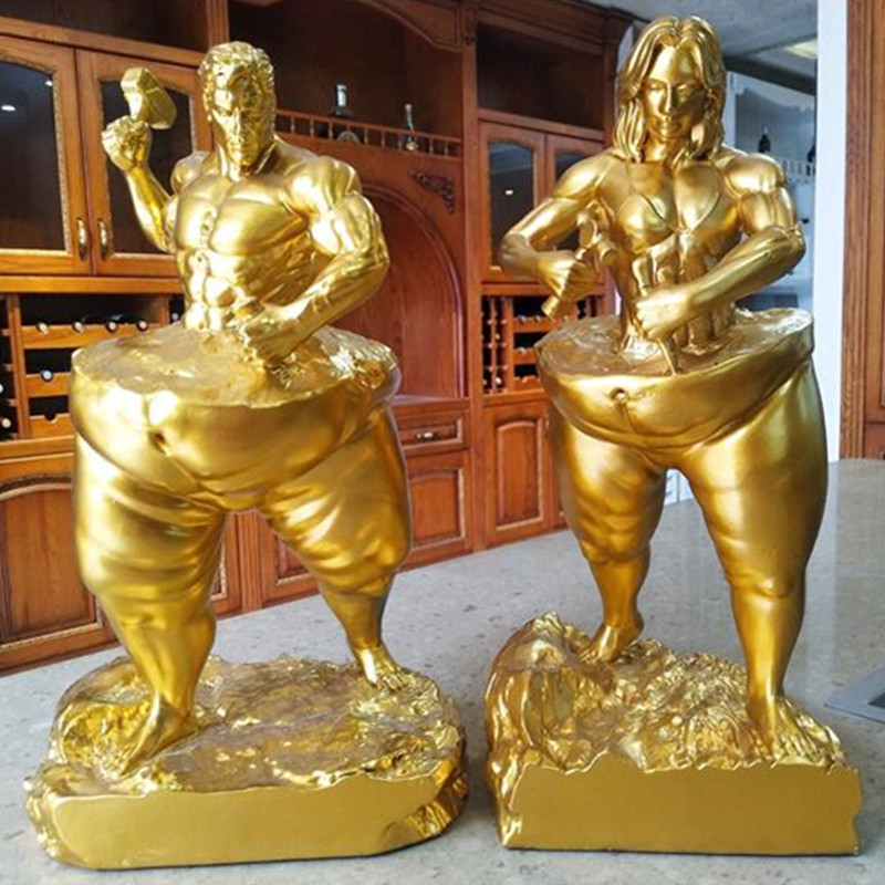 

Self Carve Sculpture Decoration Bodybuilding Figures Muscle Men Resin Statue Fitness Room Craftwork Decor X5322 210326
