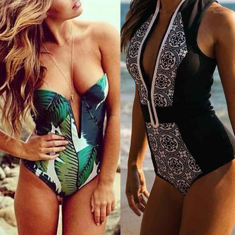 

New Bandeau One Wholesale- Piece Swimsuit Women Push Up Swimwear Black Sexy Bodysuit Monokini High Cut Swim Suit Thong Bathing Suit1, White;black