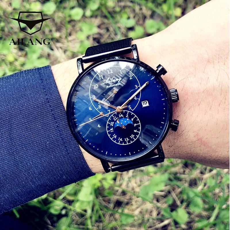 

Brand Men's Mechanical Watch Quality Automatic Minimalist Waterproof Stainless Steel Diver Simple Style Men Wristwatches, Color 01
