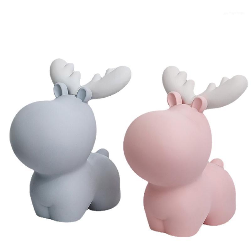 

Decorative Objects & Figurines Home Decoration Accessories For Living Room Resin Animal Modern Deer Model Piggy Bank Bedroom Decor Kids Birt
