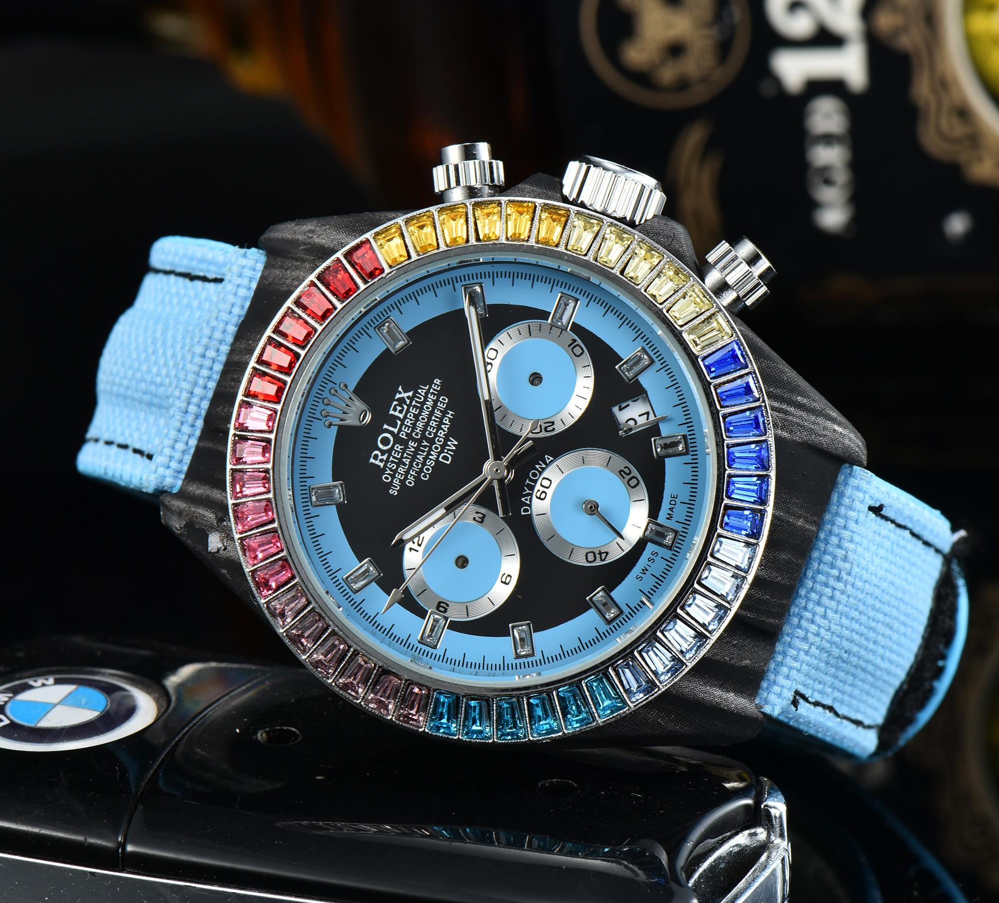 

2021Stainless steel mens gold watches rainbow diamond echanical Hand winding wrist watch Montre luxe sport sliver, Slivery;brown