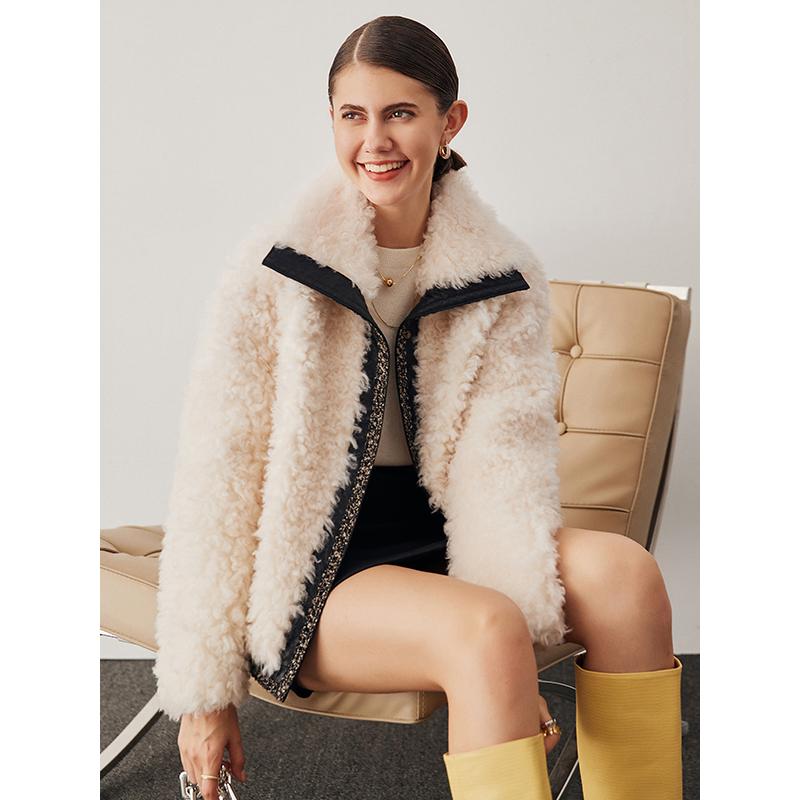 

Women' Fur & Faux 2021 Winter Autumn And Lamb Wool One Piece Short Young Korean Granular Sheep Shearer Coat Jackets For Women, White