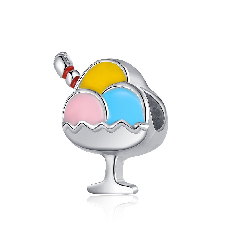 

Fits Pandora Bracelets 20pcs Ice Cream Enamel Silver Charms Bead Dangle Charm Beads For Wholesale Diy European Sterling Necklace Jewelry