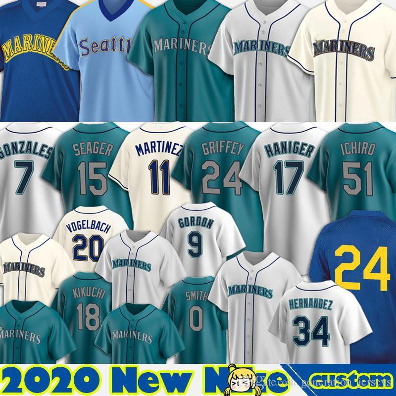 

24 Ken Griffey Jr. Mariners Jersey 34 Felix Hernandez 11 Edgar Martinez 17 Mitch Haniger 15 Kyle Seager 51 Suzuki Ichiro 7 Marco Gonzales Cu, Fugu custom(shuishou)