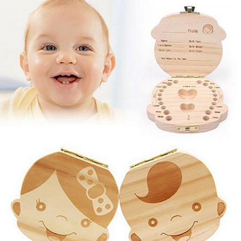 

Baby Wooden Tooth Box Storage Kids Save Milk Teeth Boxes Party Favor Boys Girls Image Organizer Deciduous Teeths Case Creative Child Birthday Gift