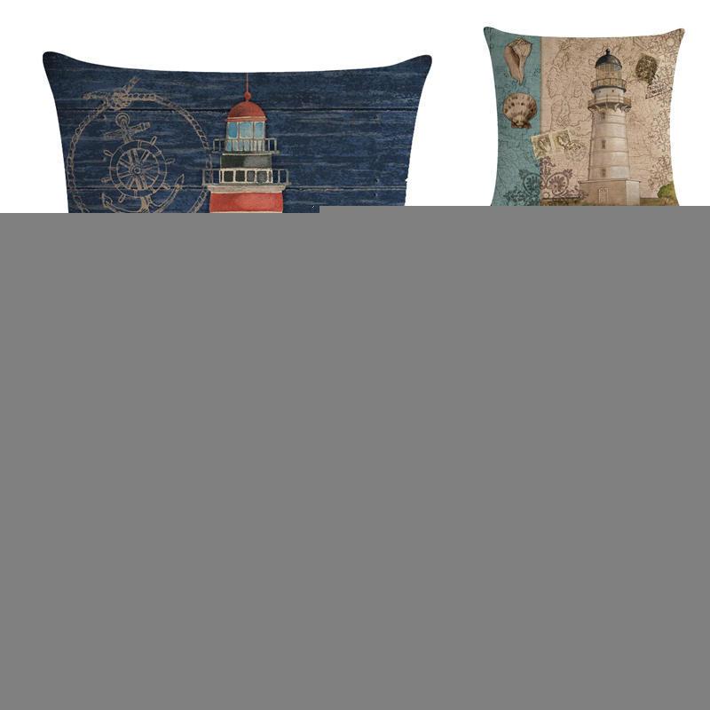 

Printed Lighthouse Cushion Cover 45*45cm Cotton Linen Wedding Decor Throw Pillowcase 1 Side Print Cojine Cushion/Decorative Pillow