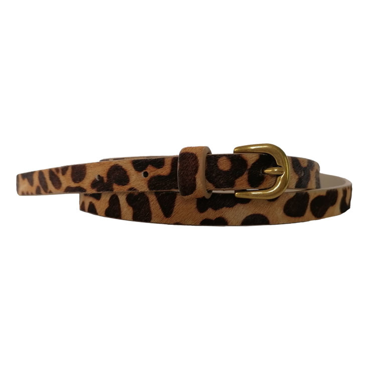 

Factory Wholale Fashion Customized Leopard Slender PU Belt for Women, Black