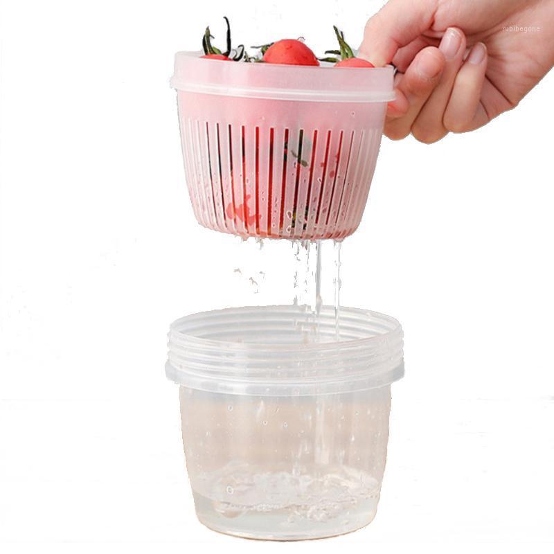 

Storage Bottles & Jars Creative Refrigerator Round Drain Sealed Box For Ginger Garlic Onion Keep Fresh Fridge Tray Kitchen Organizer