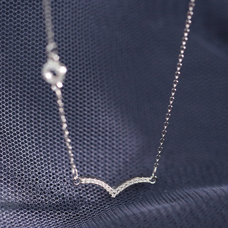 

925 Silver Sunset Seagull Simple Line Arc Circle Geometry Flash Diamond Plated White Gold Neckle Collarbone Chain Female Q0127