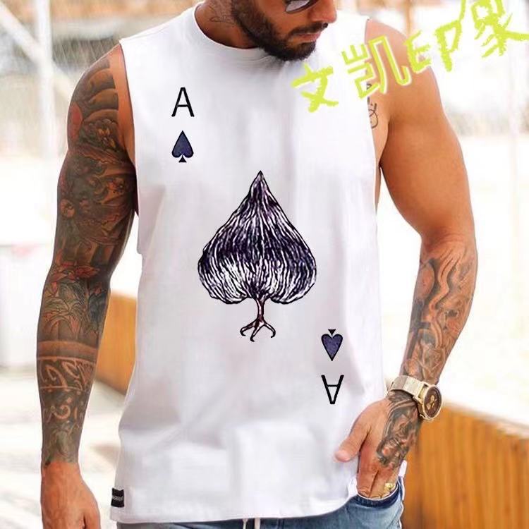 

men's svels summer new men's vt playing card print t trend white vt p656, White;black