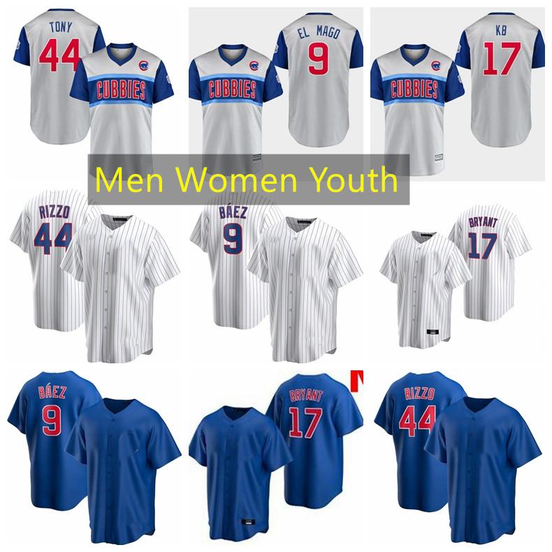 

2021 Hot Chicago 9 Javier Baez 44 Anthony Rizzo 17 Kris Royal Alternate 2021 White Home Gray Road Baseball Jersey men size S-XXXXL, Blue;black