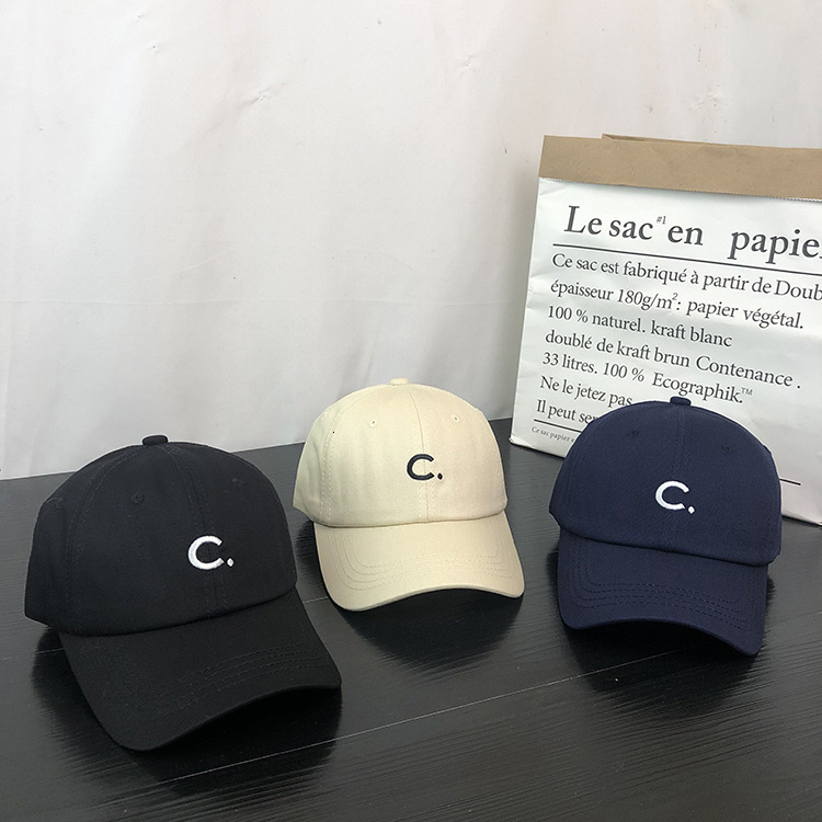 

Korean Lettered Embroidered Baseball Cap for Girls, Navy blue